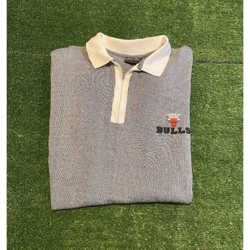 Vintage Chicago Bulls shirt mens extra large gray white collar 1/4 zip active 38